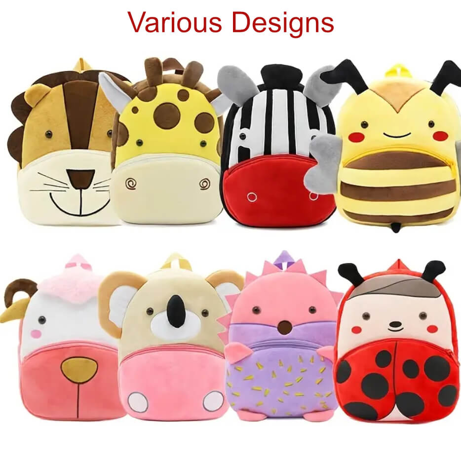 Animal Plush Backpack For Personalisation or Leave Blank, Size in Photos 17 Variations