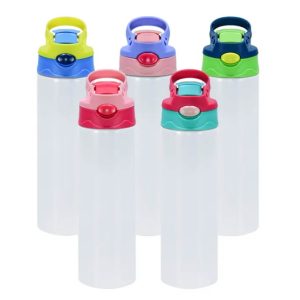 20oz Stainless Steel Insulated Blank Kids or Adult Sublimation Tumbler Water Bottle With Flip Top Lids