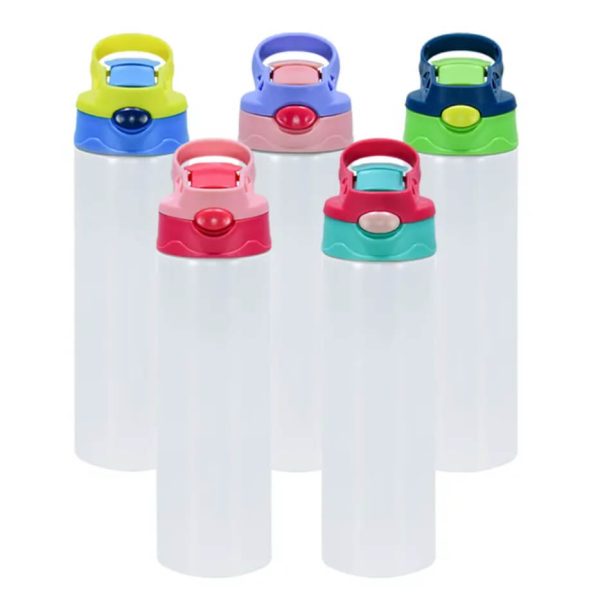 20oz Stainless Steel Insulated Blank Kids or Adult Sublimation Tumbler Water Bottle With Flip Top Lids
