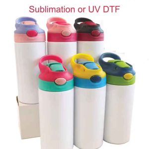 Kids 12oz Water Bottle BPA Free Insulated Stainless Steel Cute Sublimation / UV DTF Blank Tumbler