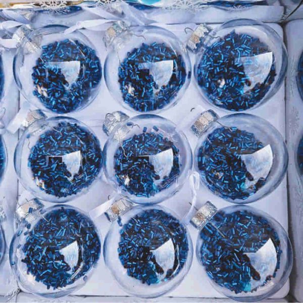 Metallic Dark Blue 8cm Foil Filled Shaker Christmas Baubles