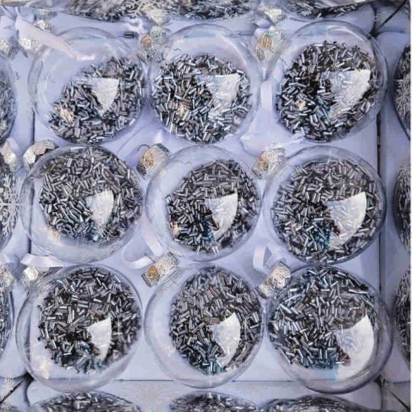 Metallic Graphite 8cm Foil Filled Shaker Christmas Baubles
